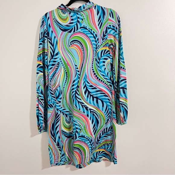Lilly Pulitzer Light Blue Sheath Dress Size S Midi Multicolor Resort Tropical - Picture 2 of 6